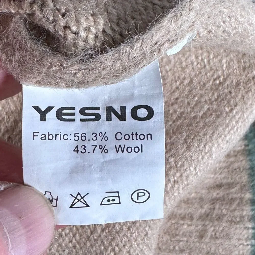 Yesno Women's Cotton/Wool Blend Golden Yellow Graphic Print‎ Sweater One Size